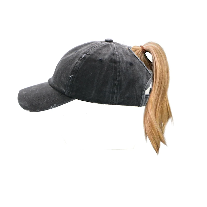 Ponytail Baseball Caps Hat With Hole Unisex Multicolor Cotton