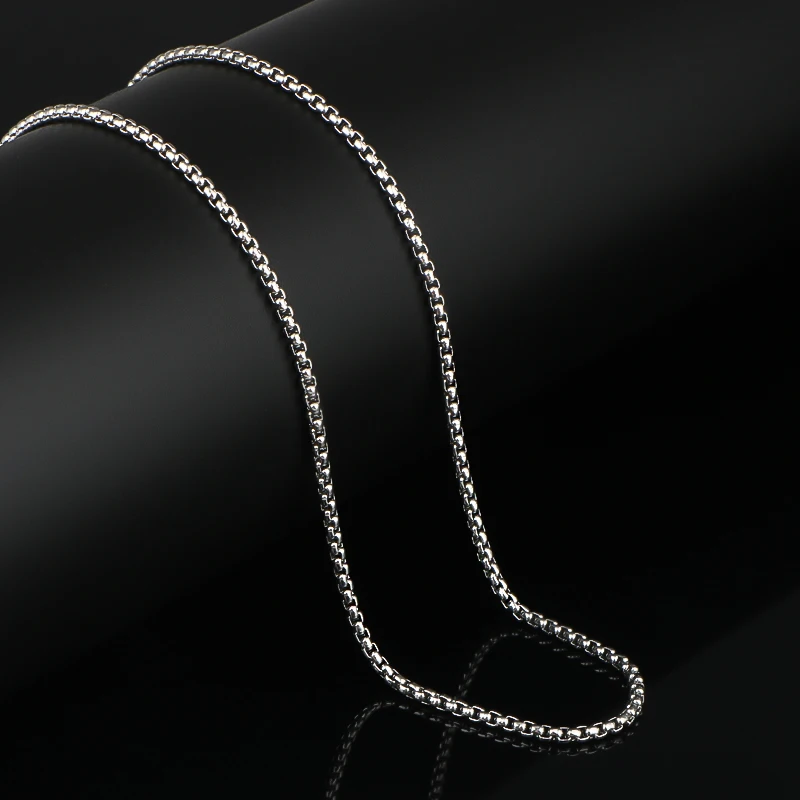 CHUKUI Mens Necklace Silver Chain Stainless Steel Round Box Link Wholesale Jewelry Gift 3mm 20 Inch  (5)