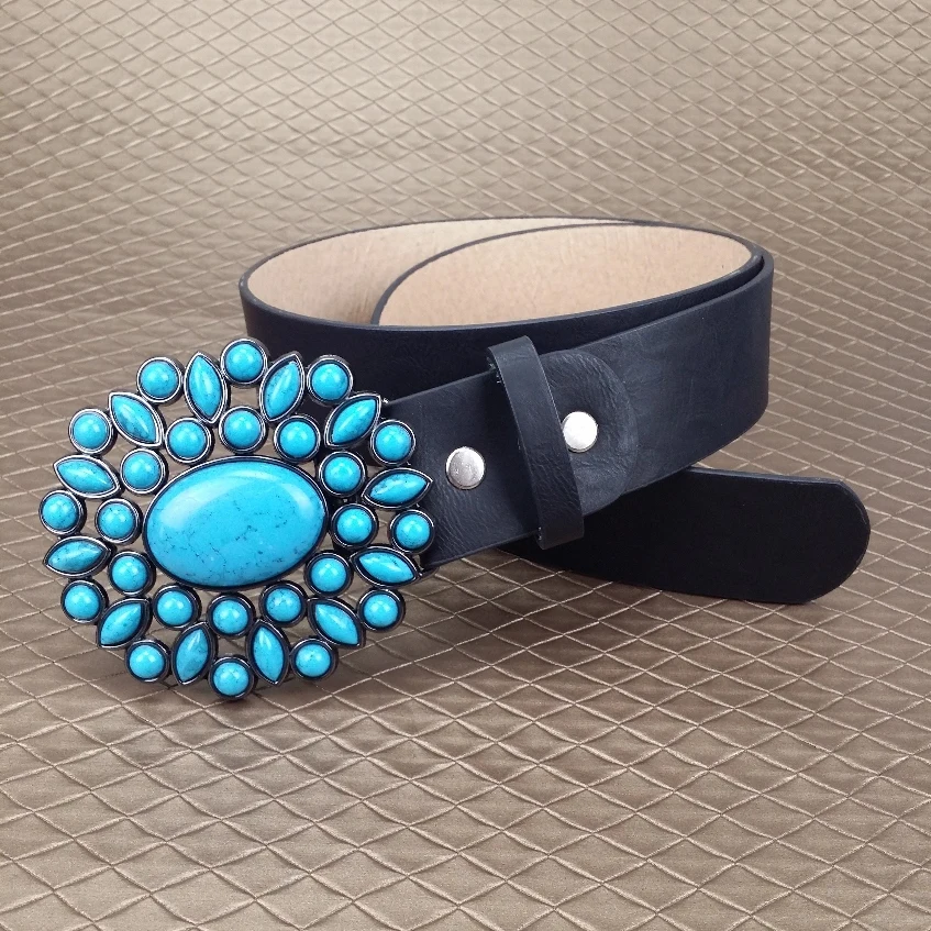 Fashion Big Blue Stone Belt Buckle 