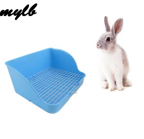 

mylb Pet Rabbit Plastic Toilet Tray with Steel Wire Bottom Urinal Bowl Pee Training Toilet Pet Supplies