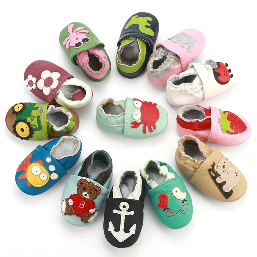 Mocassins en cuir véritable souple antidérapant | Chaussures pour nouveau-né bébé antidérapant, antidérapant, pour bébés de 0-24 mois