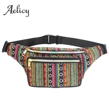 Aelicy женская сумка в этническом стиле с модным ремнем Женская холщовая поясная сумка тканая полосатая сумка через плечо