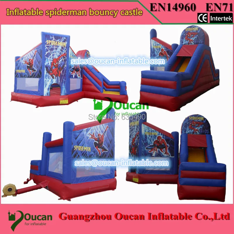 

7x4.5x4m PVC tarpaulin inflatable spiderman bouncer with slide for kids, inflatable bouncy castle with blower