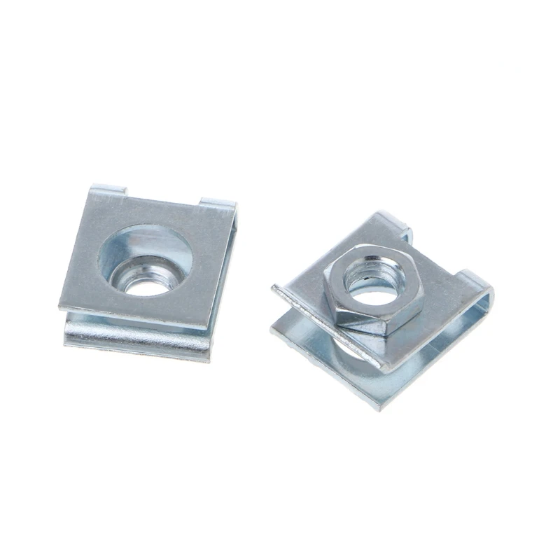 

4 Pcs Car License Plate Fastener Buckle Metal Screw Nut U-Type Clips Retainer 6mm