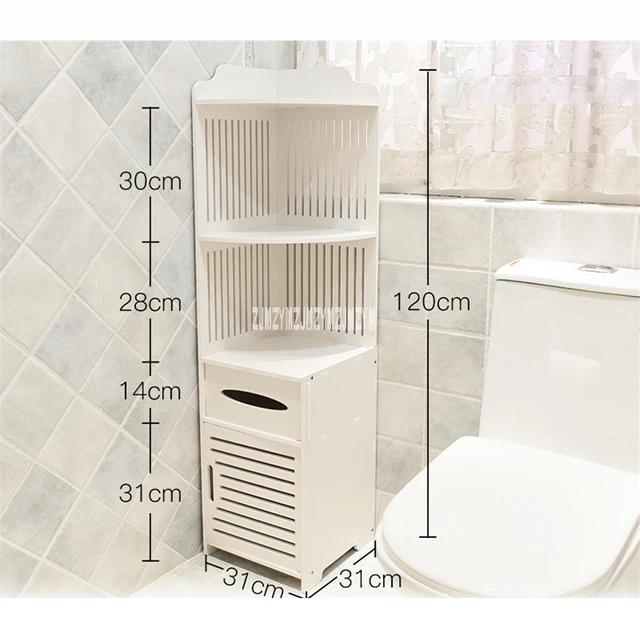 Armario de almacenamiento de baño de hoja transparente de PVC, armario  lateral de inodoro impermeable, organizador