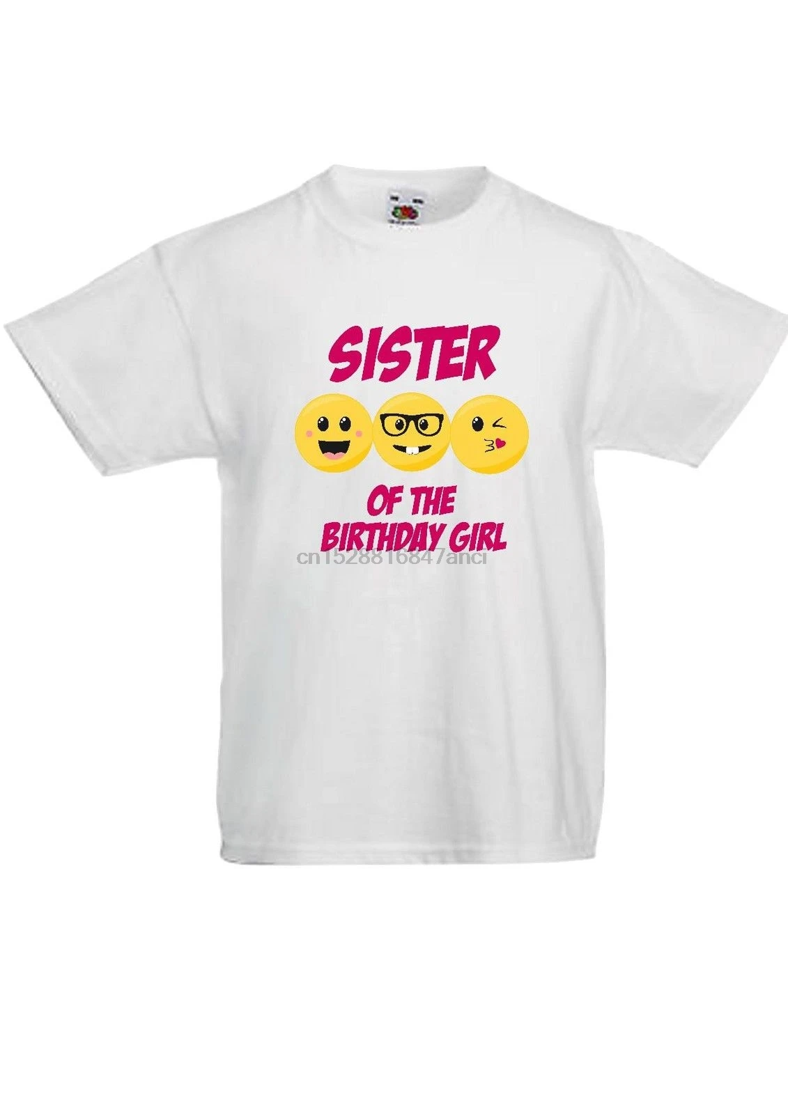 

CHILDRENS PRINTED T SHIRT SISTER OF THE BIRTHDAY GIRL EMOJI Cartoon t shirt men Unisex New Fashion tshirt free shipping