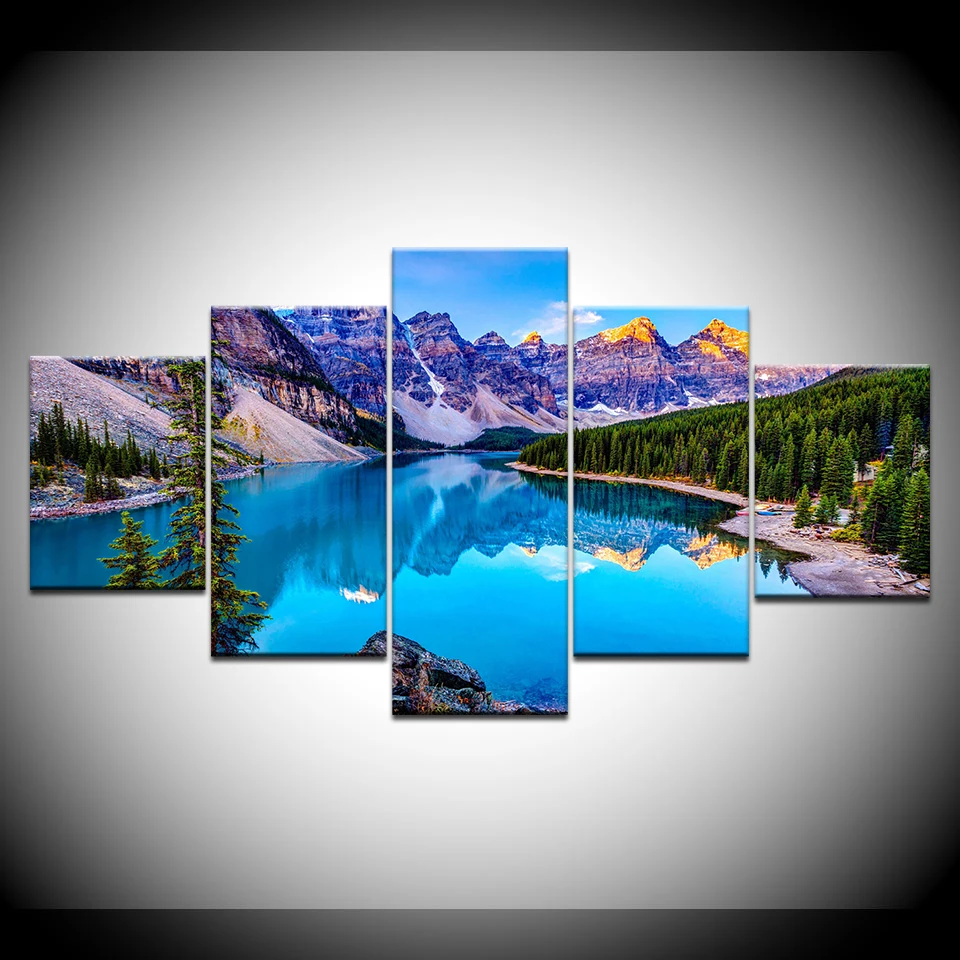 5 панель плакат картина Moraine Lake Banff национальный парк Печать на холсте картины для спальни рамки модульный декор живопись