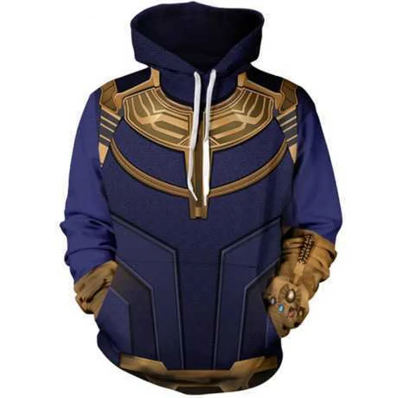 

Cosplay The Avengers Spiderman Iron Man Thanos 3D Print Hoodie Sweater Jacket Top coat Adult men Sweatshirt Halloween Costume