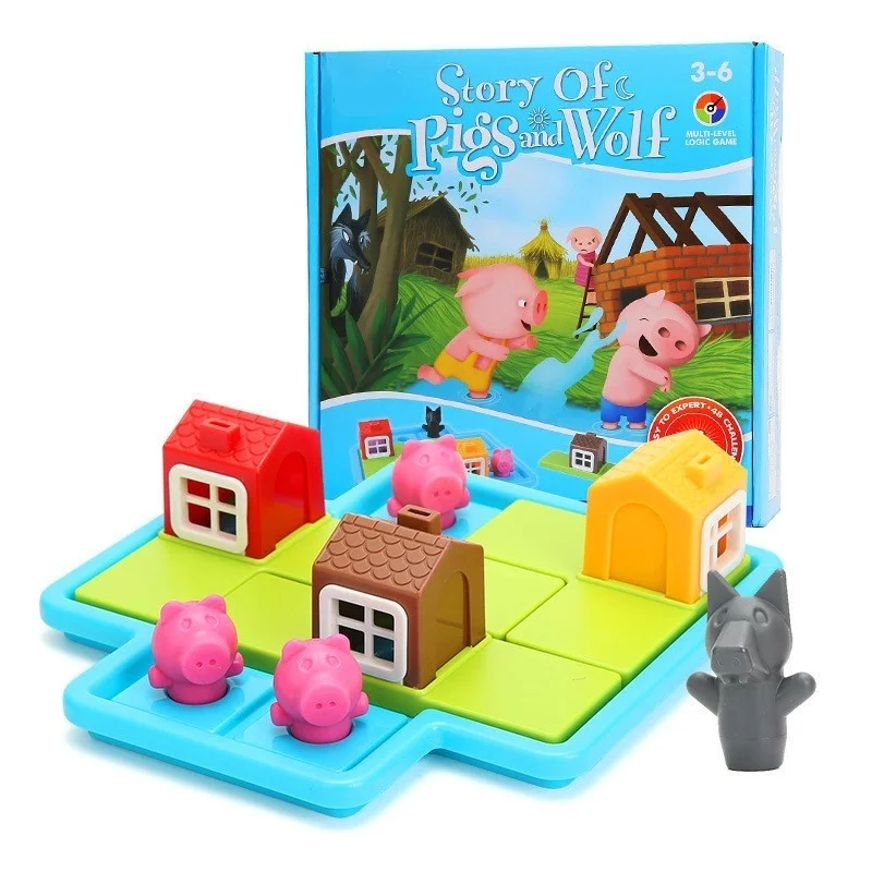 Smart-Hide-Seek-Board-Games-Three-Little-Piggies-48-Challenge-with-Solution-Games-IQ-Training-Toys