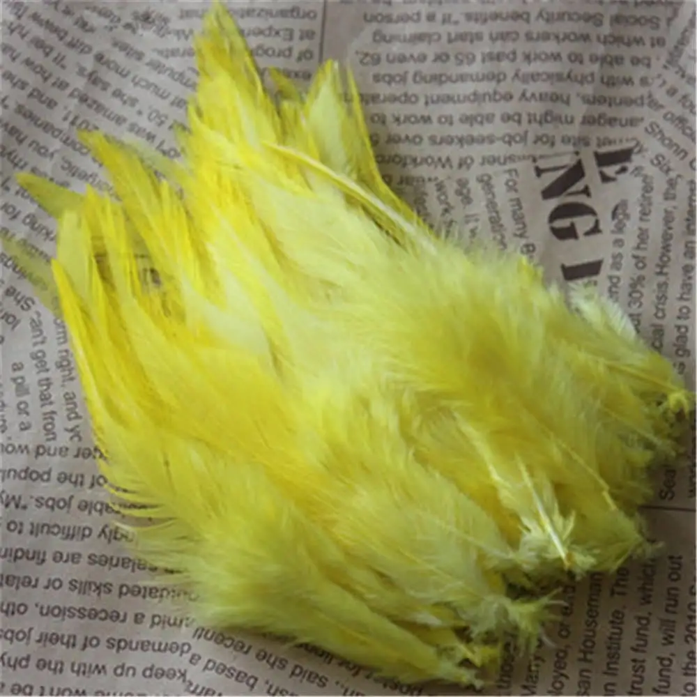 Натуральный хвост петуха, 100 шт./лот, высота 6-8 дюймов(15-20 см), перья петуха, оперение, шляпа, одежда для танцовщицы, украшение - Цвет: yellow