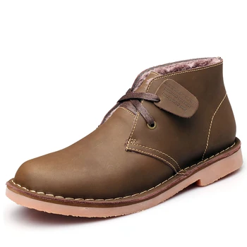 

New Men Boots Winter Warm Winter Boots Men Vintage Leather Black Brown