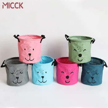 

MICCK Cartoon Cotton Linen Folding Toy Clothes Storage Basket Necktie Socks Organizer Box Underware Cosmetic Storage Bag Baskets