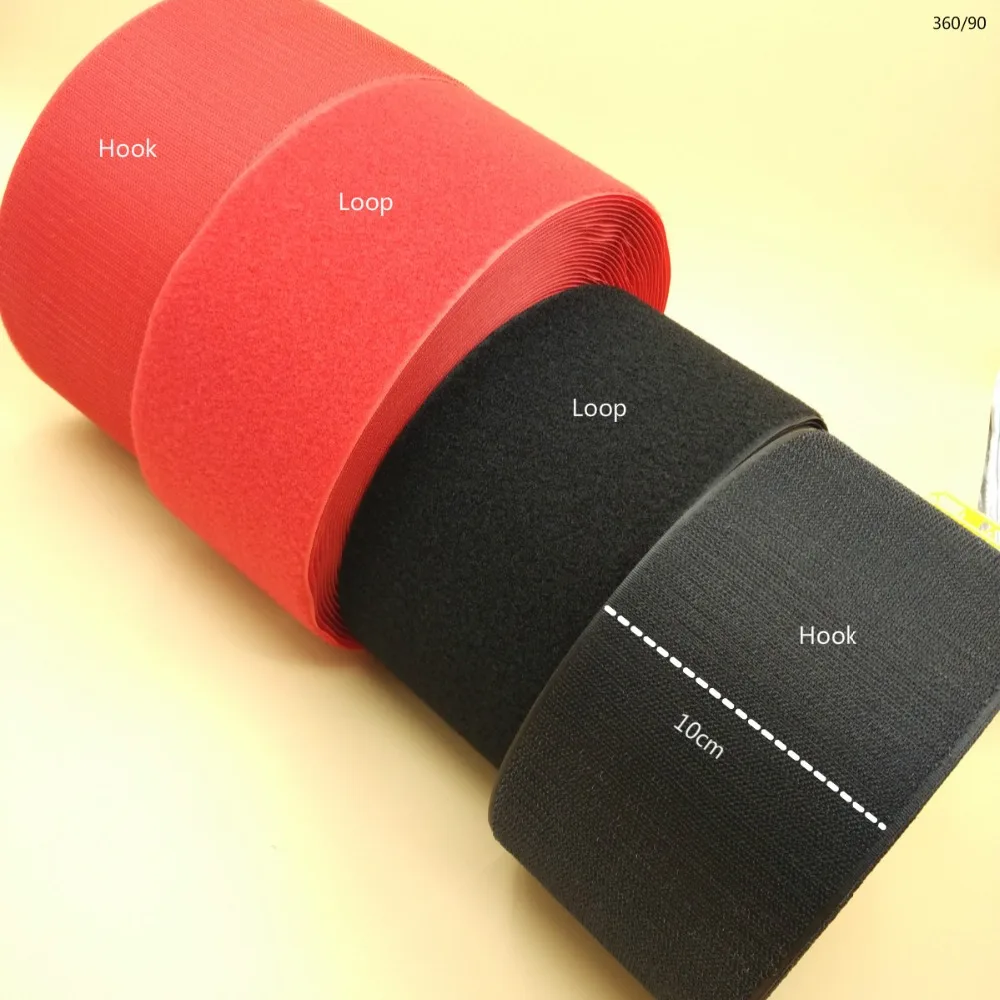 

4" 10cm Width Sew-On Roll Hook + Loop Tape Hard Soft Red 5M Sewing Fastener Tape For DIY Belts Bags Clothes Craft Accesspries