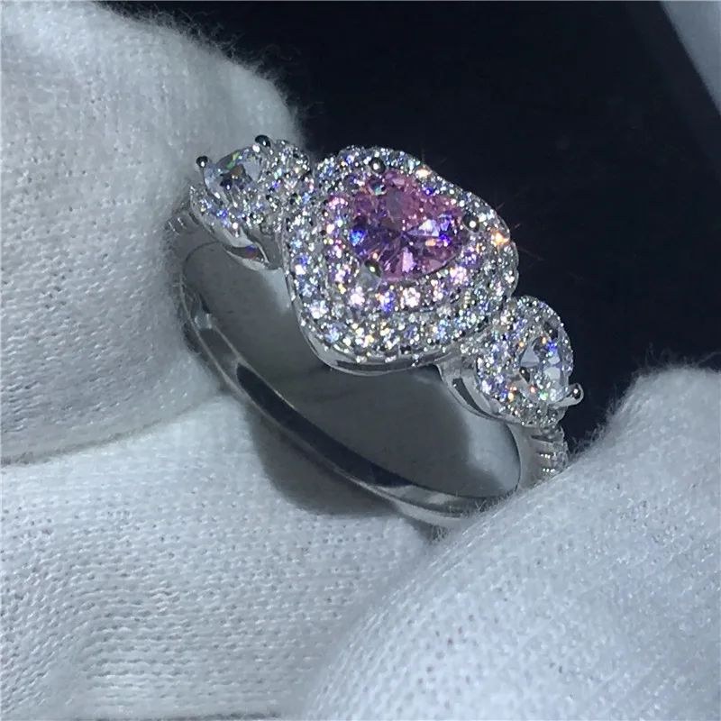 Сердце Форма кольца для 100% Реальный Soild Цвет Серебряный ювелирные изделия AAAAA