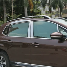Car Styling Stainless Steel Window Pillar Post Exterior Trim Cover Car Sticker Auto Decoration Accessories For 2014 Peugeot 2008