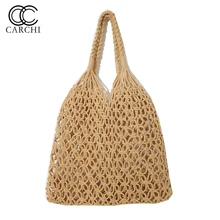 CARCHI Лидер продаж соломенная сумка для женщин Пляжная летняя Винтаж ротанга пакеты ручной вязки женский кошелек в богемном