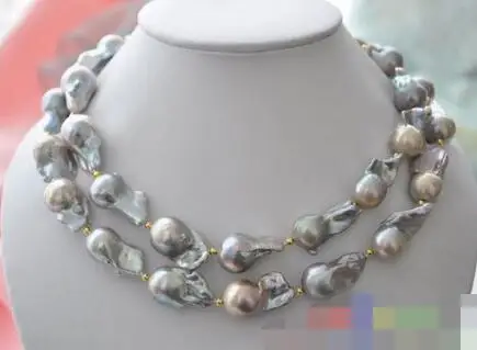 

3645 GRAY BAROQUE KESHI REBORN PEARL NECKLACE