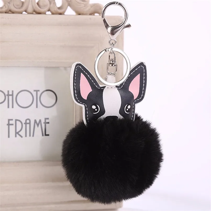 Cute Dog Keychain pompom Keychain Colorful fur ball Fluffy Key Chain