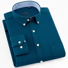 Новая Осенняя мужская оксфордская Повседневная рубашка с длинным рукавом, модный лоскутный воротник, на пуговицах, деловая Мужская рубашка с карманом