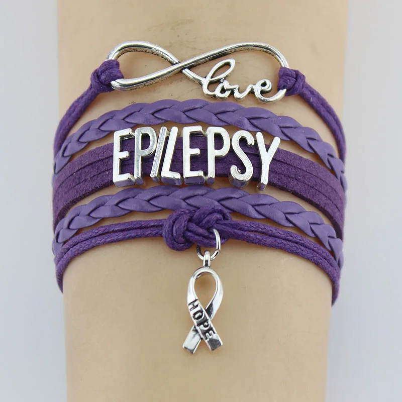 

Infinity Love Epilepsy Bracelet Hope Words Charm Handmade Rope Leather Weave Bangles For Women Men Jewelry Custom