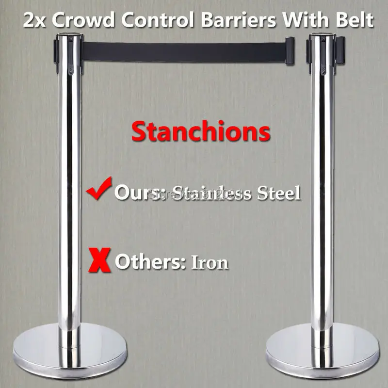 

AU Local Shipping ! 2 x Stanchions Posts Silver Queue Pole Retractable Belt Crowd Control Barrier