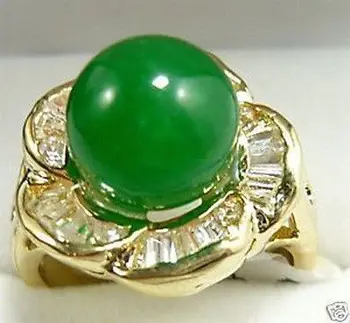 

Free Shipping >> Jewelry Rose Flower Carved inlay Zircon Green JADE Rings
