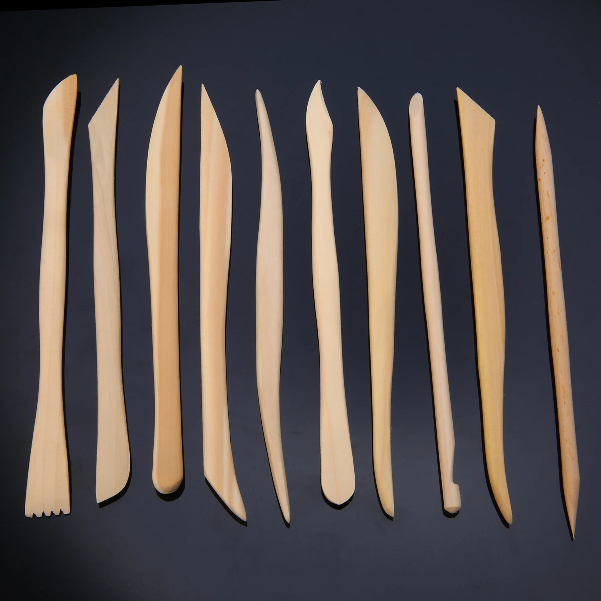 10PCS Pottery Ceramics Tools Wood Wooden Clay Modeling Tools Set Polymer Clay Shaping Sculpting Tools Kit DIY Clay Sculpture