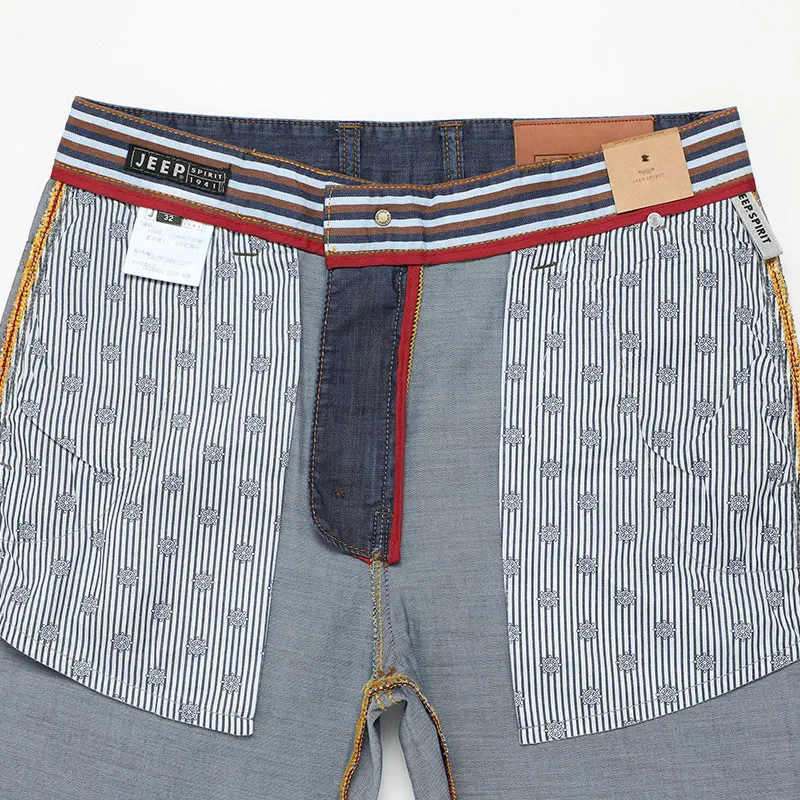 Summer JEEP Brand Cotton Smart Casual Jeans Elastic Men's Casual Full Length Retro Simple Jeans Cotton Pants Fashion Trousers 44 (16)