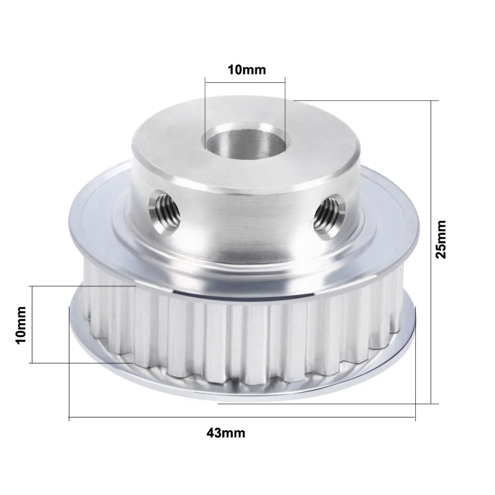 UXCELL XL Aluminum 10mm Bore Timing Belt Pulley 25T 20Teeth 10mm Belt