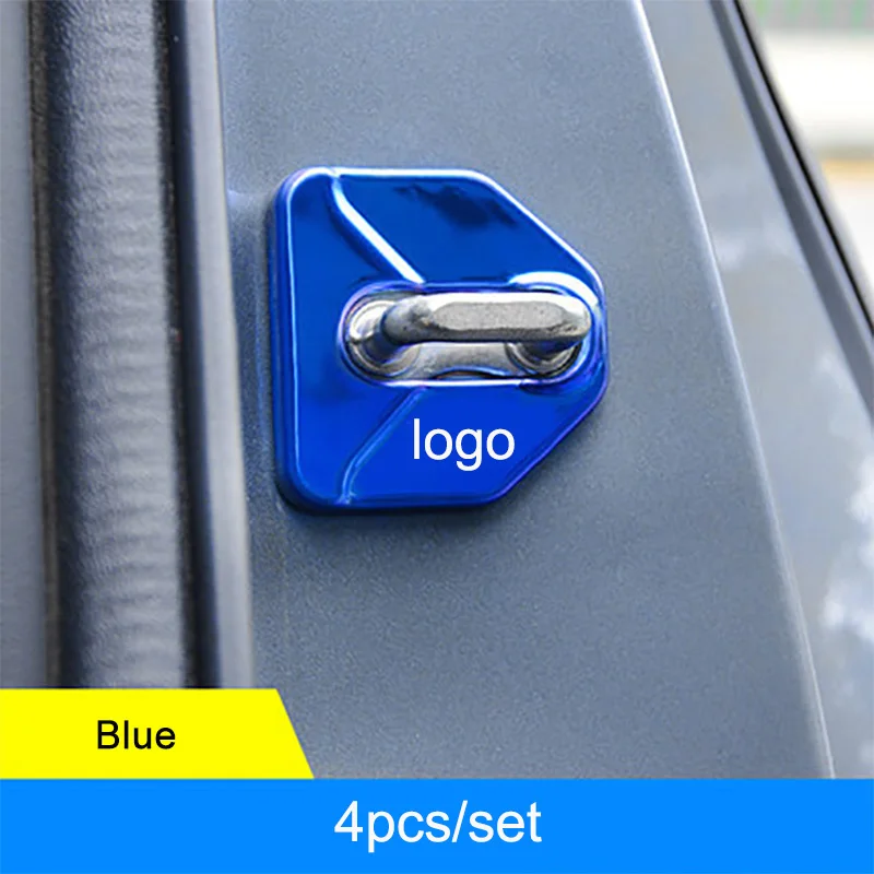 Blue QHCP дверной замок Защитная крышка автомобильный Ограничитель для двери украшения 4 шт. из нержавеющей стали для Subaru Forester Outback Legacy XV - Цвет: Blue
