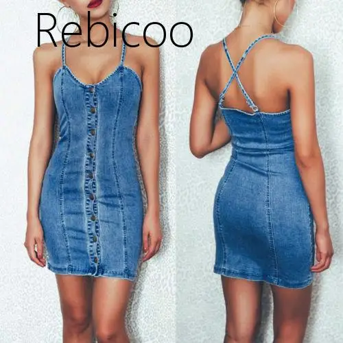 

New Sexy Women Blue Denim Dress Slim Jeans Dresses Vintage Bodycon Mini Vestidos Bandeau Party Club Dress Robe Femme