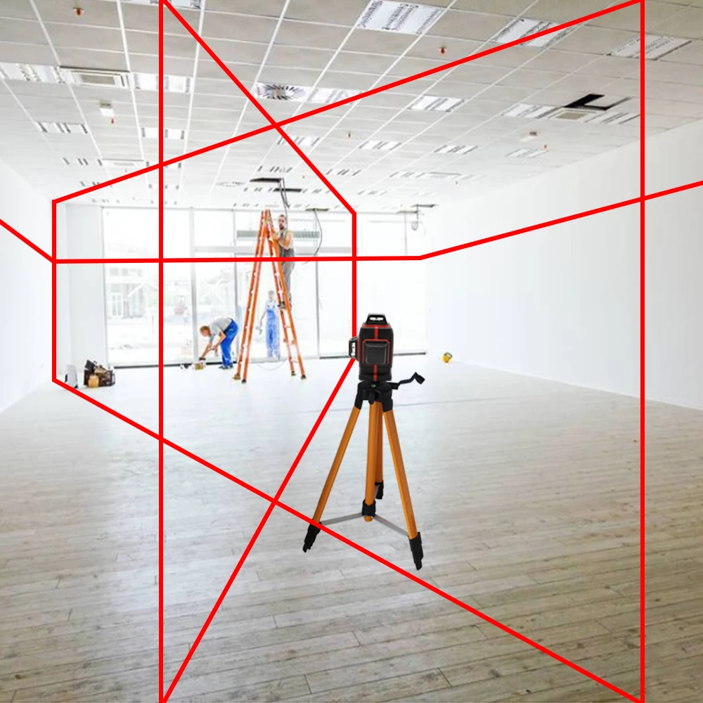 Сильный 3D 12 красных линий лазерный уровень толщиной 360 горизонтальный и вертикальный крест супер мощный яркий лазерный уровень