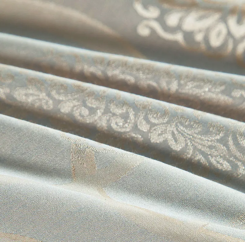 Waliicorners Gold Silver Beige Luxury Silk Jacquard Bedding set Queen King size Duvet cover set Embroidery Bed sheet Linen set Pillowcases 37 IMG_5925