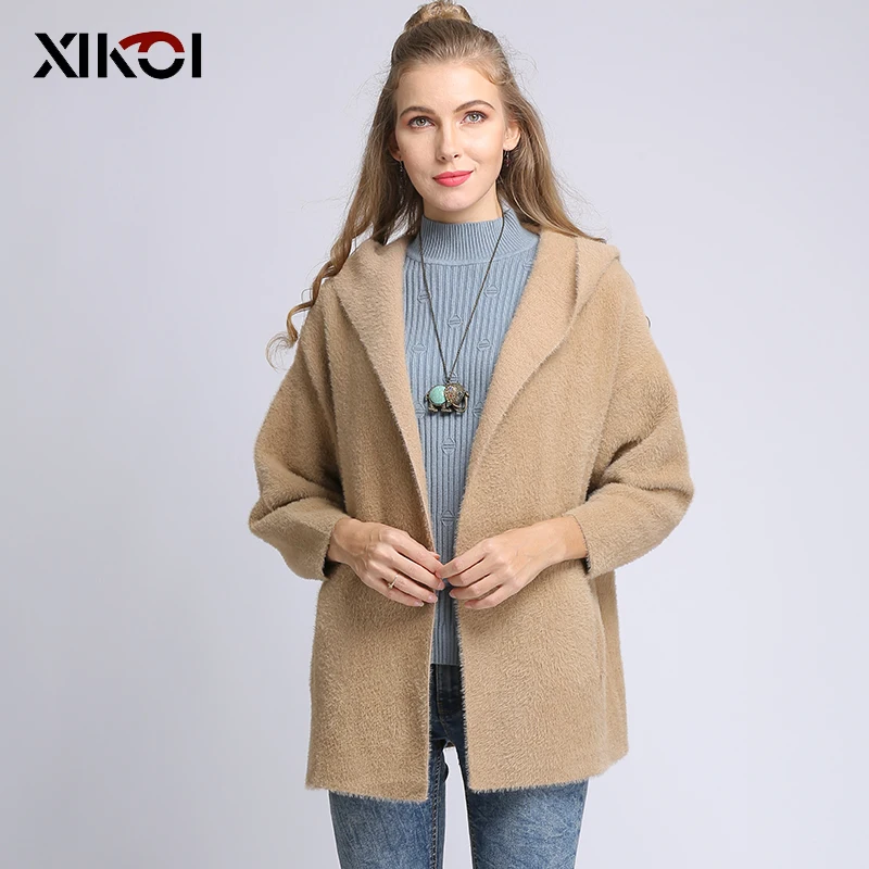 XIKOI Женская куртка плюшевое пальто на каждый день с отворотом Осень-зима женский