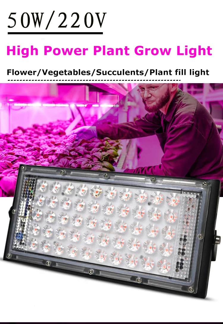 Borbede Led Grow Light 50W Full Spectrum Full Spectrum for Vegetable Flower Indoor Plants Grow Light фитолампа