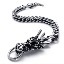 Готический сильный дракон звено цепи мужские ювелирные изделия титановая сталь браслет высокого качества 14 мм рождественские украшения