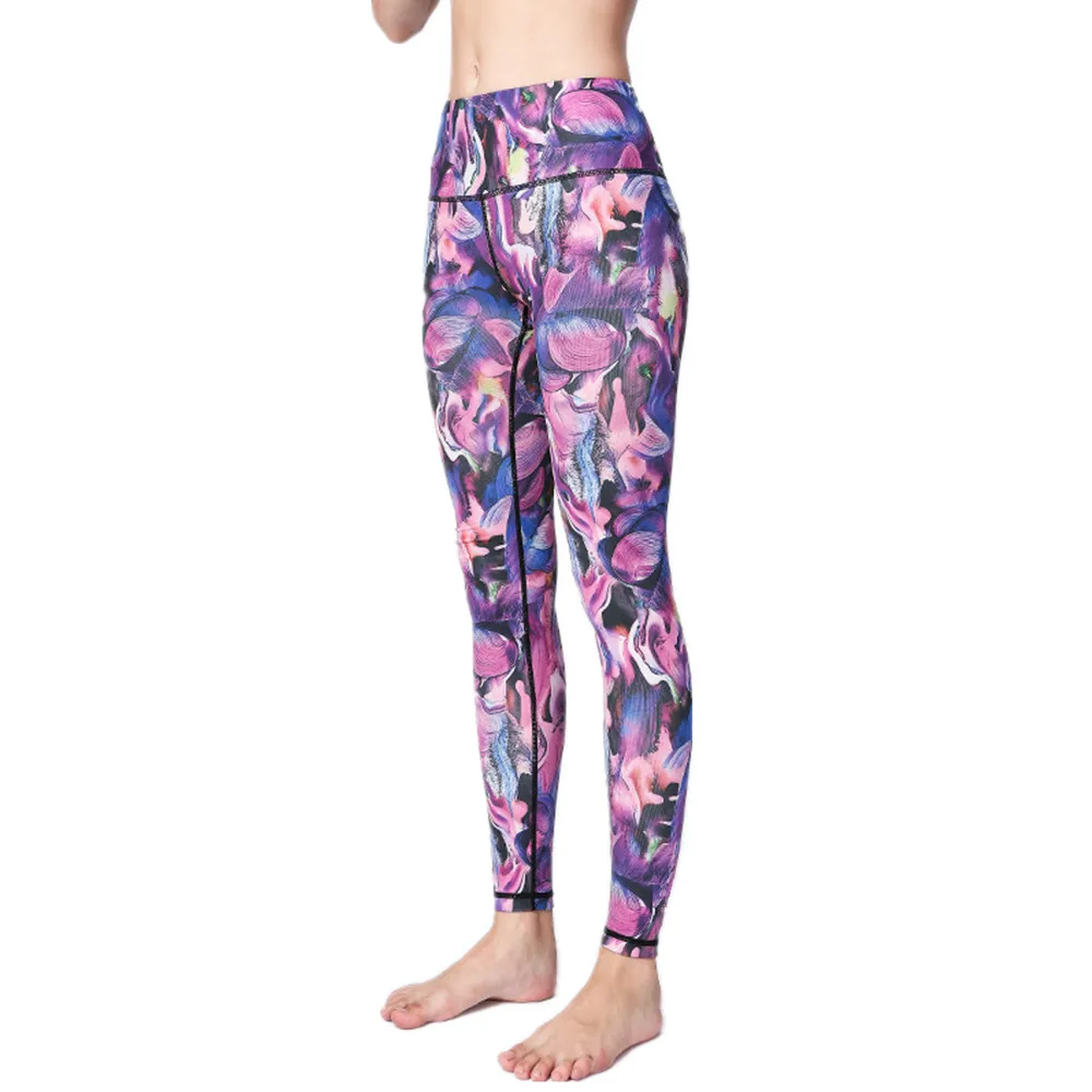 Karyzon женщины 3d печатные quick dry yoga брюки граффити эластичный спорт фитнес колготки