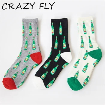 

CRAZY FLY New Cool Men's Socks Harajuku Novelty Breathable Lady Middle Long Hip Hop Art Cotton Funny Ankle Happy Socks 29cm Hot