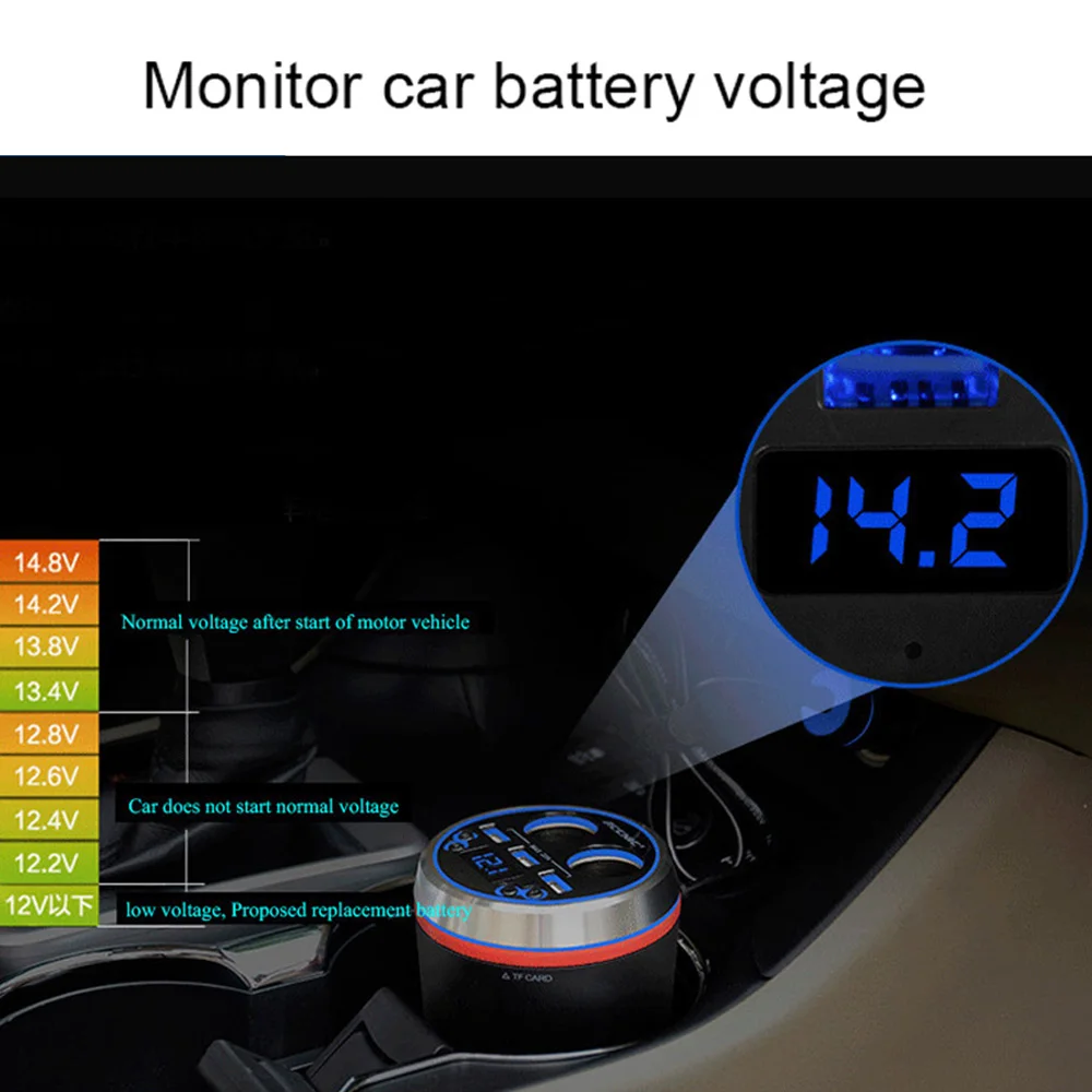 Fm передатчик Bluetooth Автомобильный музыкальный плеер с 3 USB Автомобильное зарядное