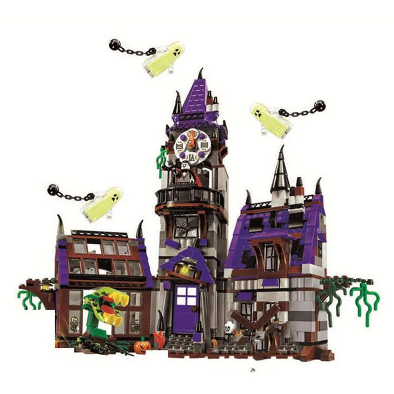 

860pcs 10432 Scooby Doo mystery mansion machine Bus Ghost House Building Block Bricks figures for Children Gift
