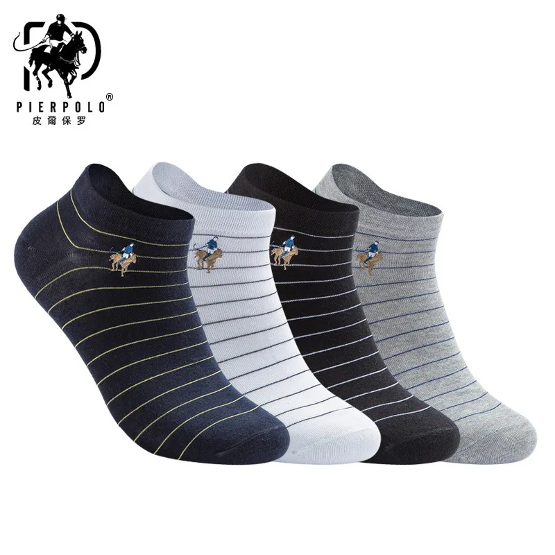 Hipster Elite Men Polo Socks Striped 4 pairs Invisible Ankle Luxury