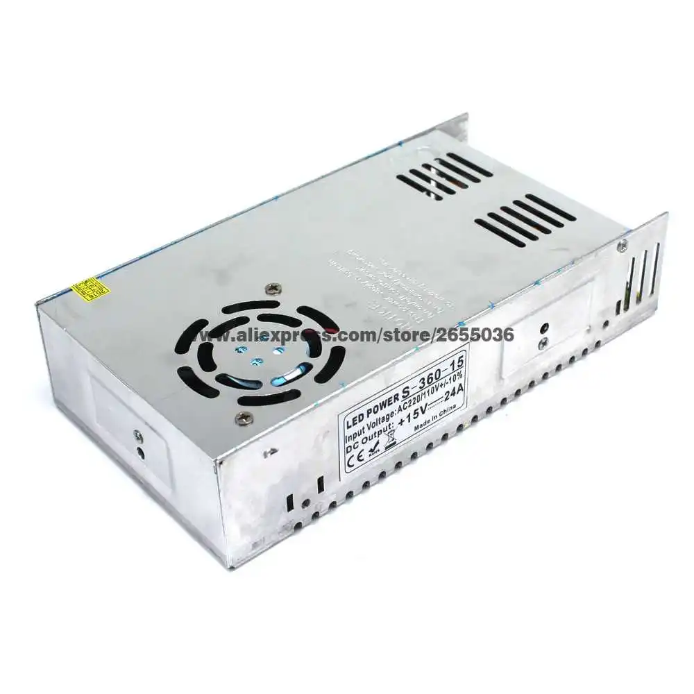 Переменный источник питания постоянного тока DC15V 24A 360w светодиодный