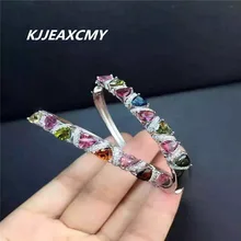 Kjjeaxcmy Fine Jewelry чистый натуральный ярких цветов Турмалин Lucky 925 Серебряный браслет для Gems