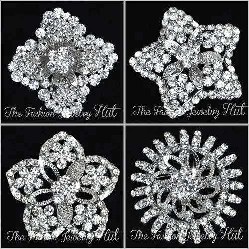 12PCS/lot 3" Crystal Brooch Rhinestone Mix Wholesale Brooch,XZHH