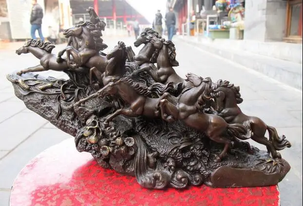 

Chinese Classic Bronze exquisite Feng Shui Nine Horse technics art statuary