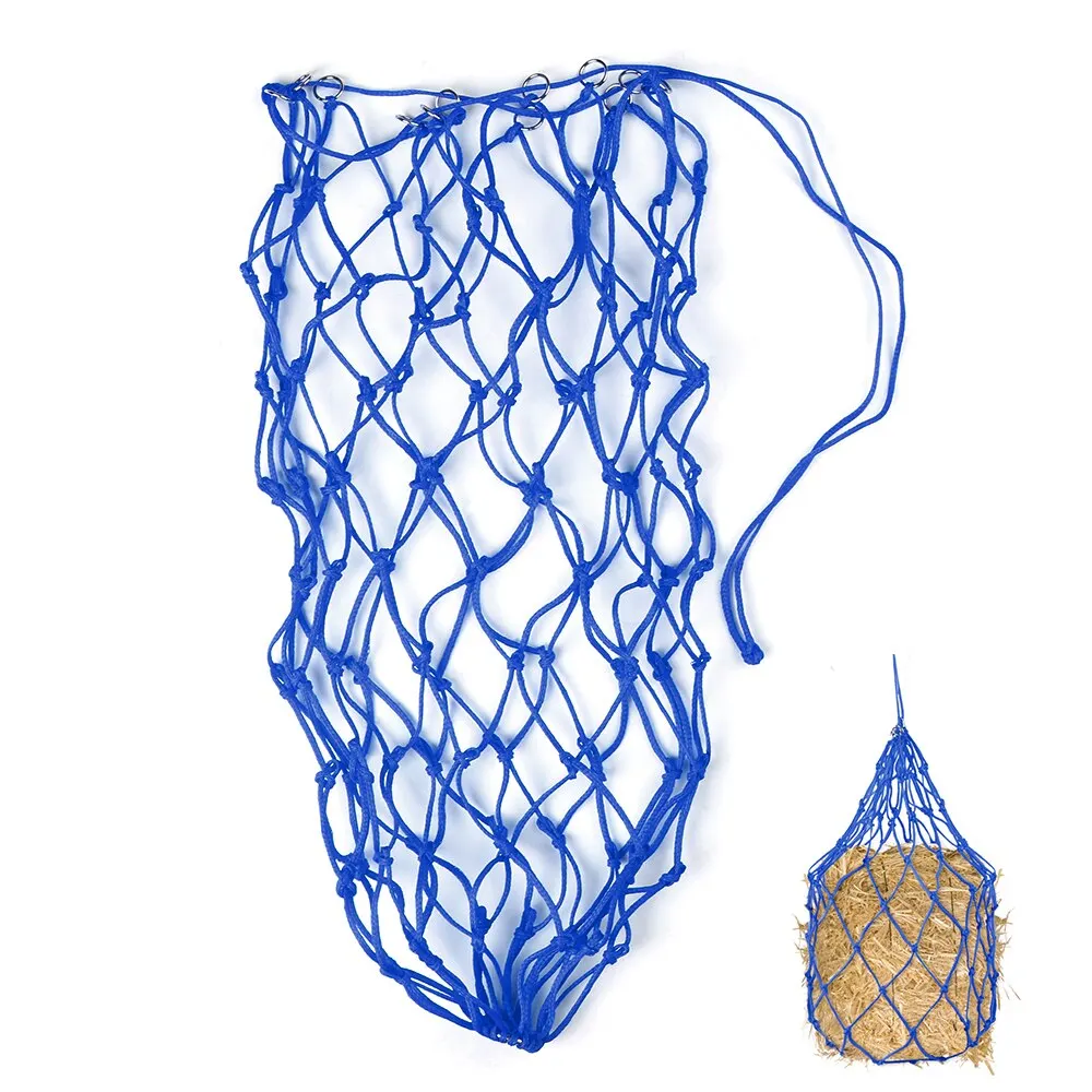 35.4in лошадь сетка для сена Ослик рюкзак для кормления дозатор корма сумка для верховой езды подачи питания для 8.8lb(4 кг) сена лошади аксессуар - Цвет: Синий