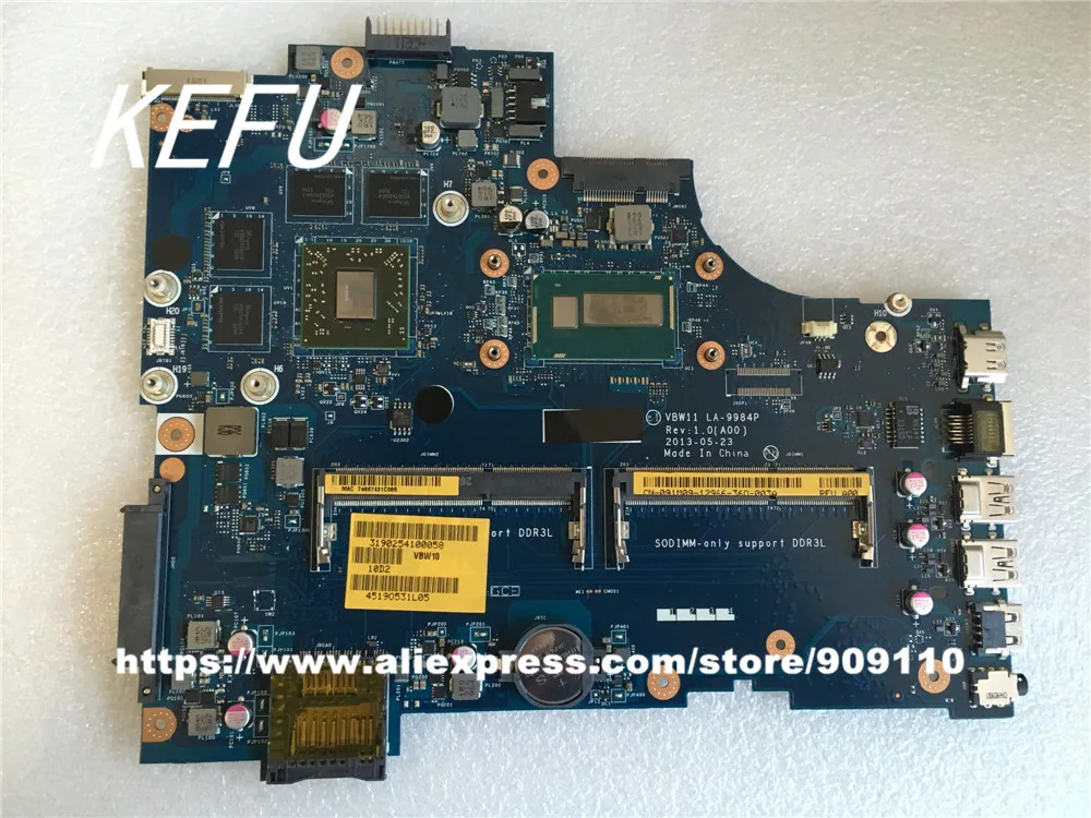 KEFU для Dell inspiron 17R 5737 3737 материнская плата для ноутбука CN-091M09 091M09 91M09 VBW11 LA-9984P DDR3L I5-4200U CPU с графикой KEFU для Dell inspiron 17R 5737 3737 материнская плата для ноутбука CN-091M09 091M09 91M09 VBW11 LA-9984P DDR3L I5-4200U CPU с графикой