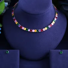 Латунные мульти Свадебные кубические циркония Ювелирные наборы для цепочка для вечеринки Серьги Дубай Африканский CZ камень свадебные ювелирные наборы