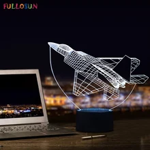 Потрясающая 3D визуальная лампа в форме самолета с 7 цветами сенсорная настольная лампа для украшения спальни Ночная лампа