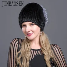 JINBAOSEN русская модная шапка Лыжная шапка норковая шапка норка, лиса в сочетании с мехом вязаный шерстяной Комплект зимний женский мех